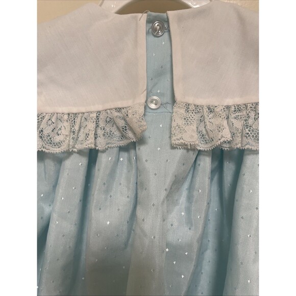 C.I. Castro & Co VTG Baby Girls Pinafore Style Blue Lace Dress Diaper Cover 18M - Picture 8 of 11